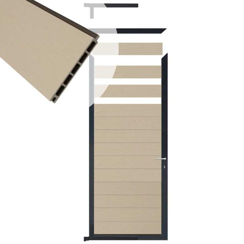 Tuindeur composiet Garda beige met antraciet alu kader (90 x 200 cm)