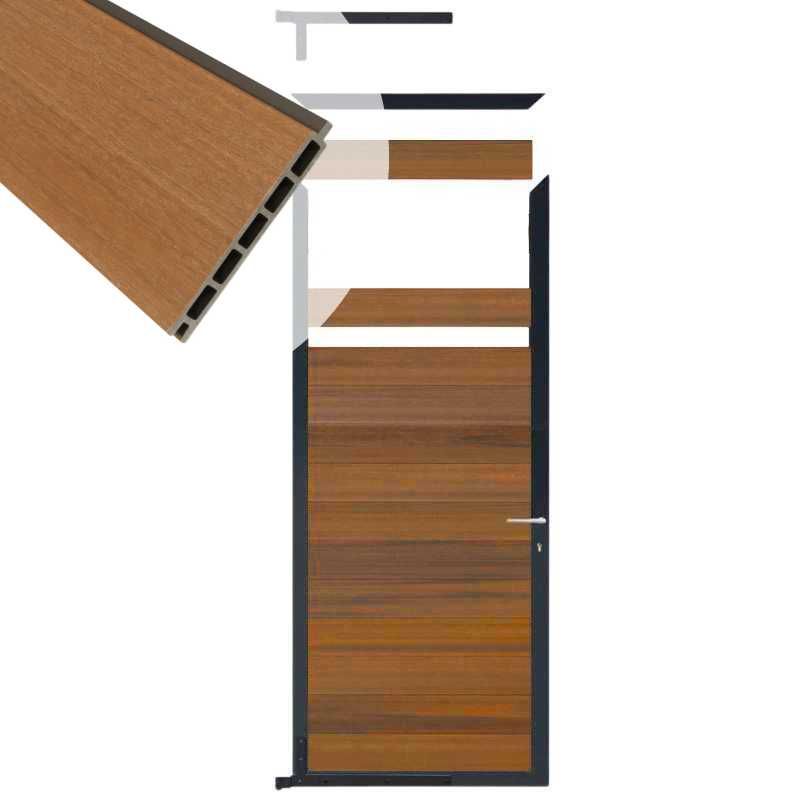Tuindeur composiet Garda teak met antraciet alu kader (90 x 200 cm)
