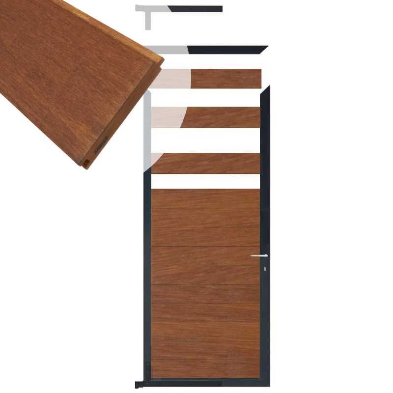 Tuindeur aluminium antraciet frame Mix & Match - hardhout Bamboe (90 x 200 cm)
