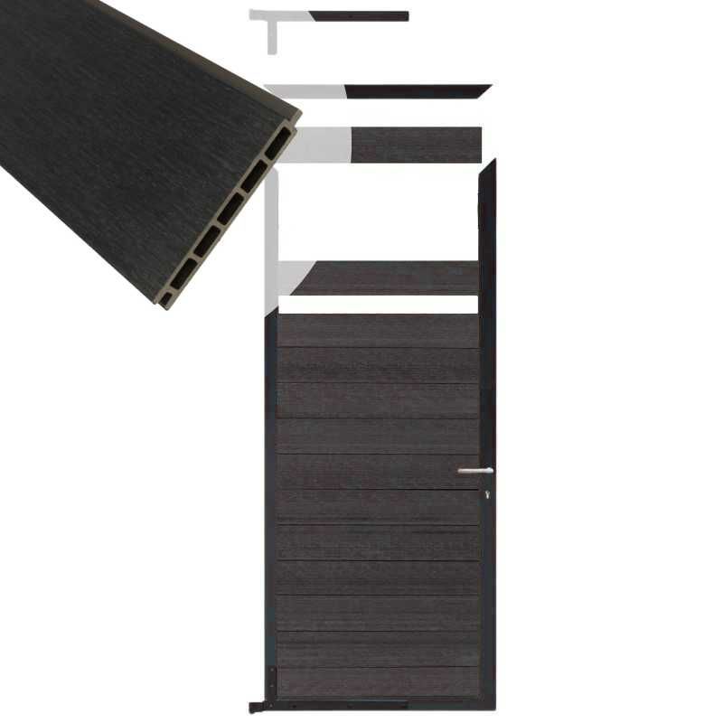 Tuindeur composiet Garda antraciet met antraciet alu kader (90 x 200 cm)