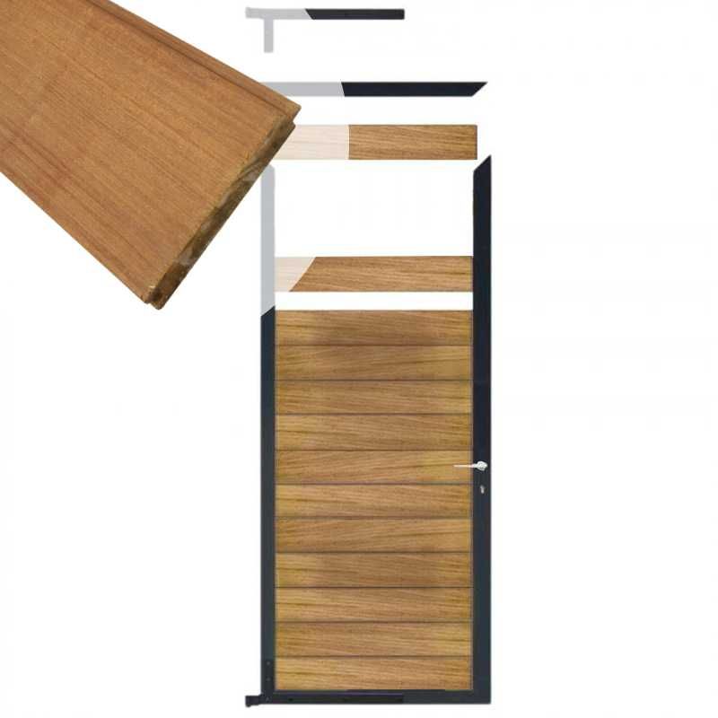 Tuindeur aluminium antraciet frame Mix & Match - hardhout Ipé (90 x 200 cm)