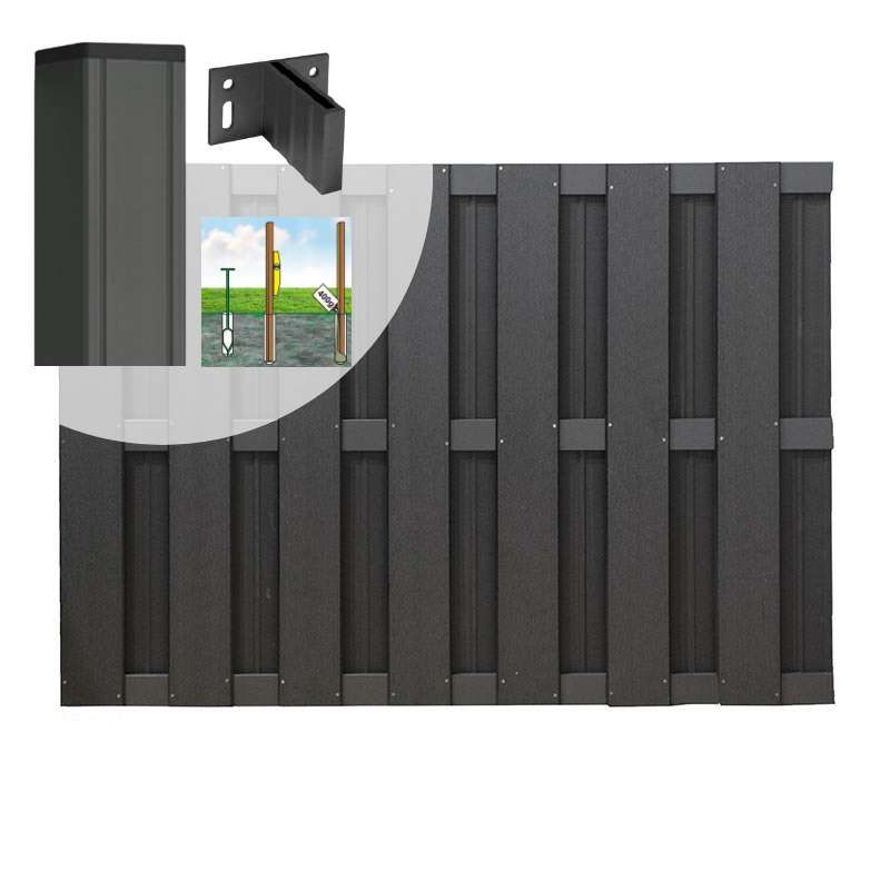 Tuinhek set composiet Bari antraciet met antraciet aluminium frame (3,81 mtr)
