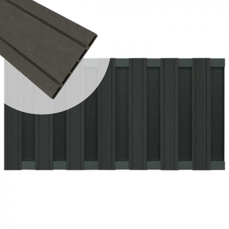 Tuinhek composiet Stijl antraciet met antraciet aluminium frame (180 x 93 cm)