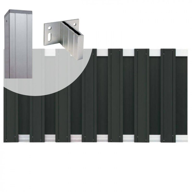 Tuinhek set composiet Stijl antraciet met blank aluminium frame (7,54 mtr)