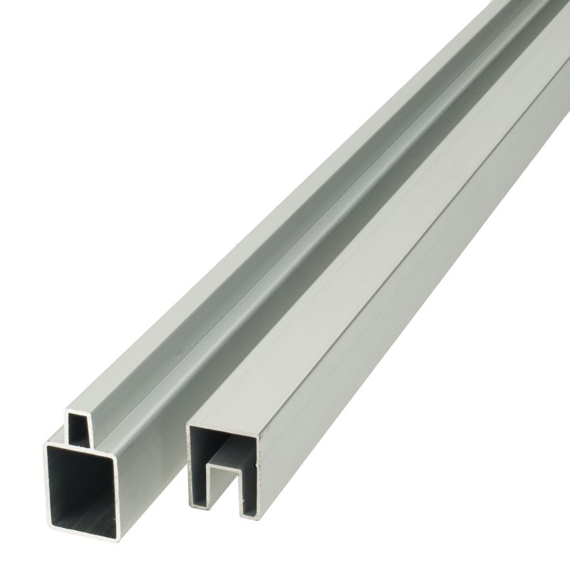 Mix & Match zelfbouwset - Onder- en bovenregel aluminium - blank 2 x 2,5 x 180 cm