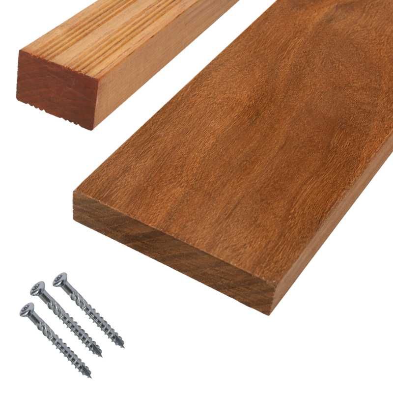 Vlonderplank totaalpakket hardhout Cumaru 2,5 x 14 cm (3,05 mtr) vlak geschaafd