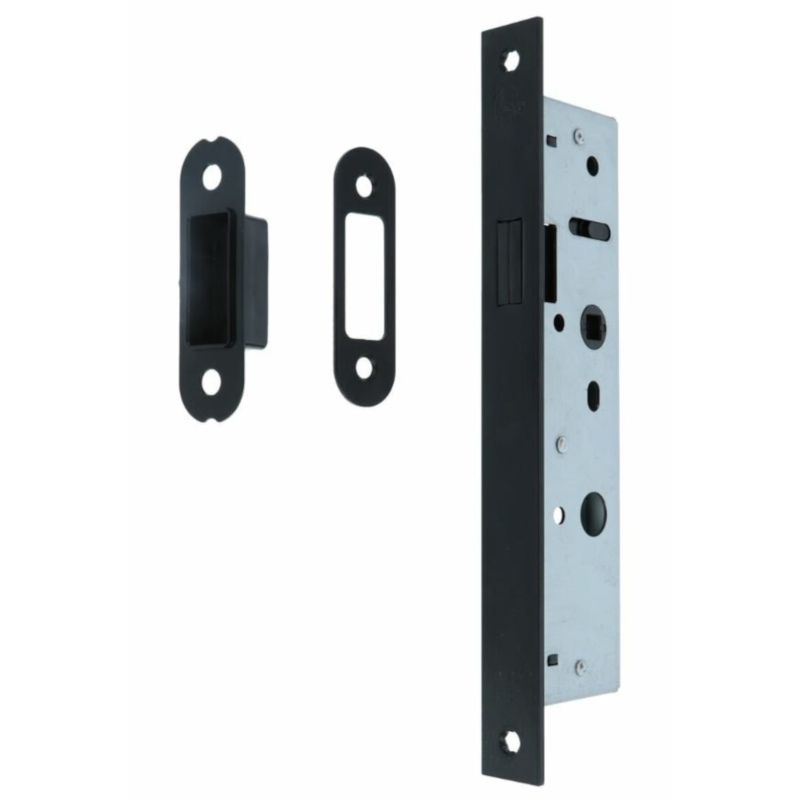 Magneet binnendeurslot zwart - loopslot smal - stomp