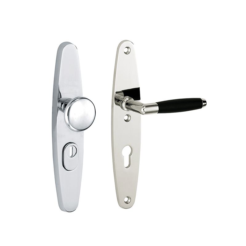 Veiligheidsset knop/kruk Forza - Justus II ovaal kerntrek rechts - Glans Nikkel