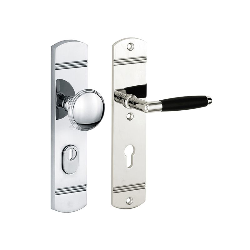 Veiligheidsset knop/kruk Forza - Jolande II rechthoekig kerntrek rechts - Glans Nikkel