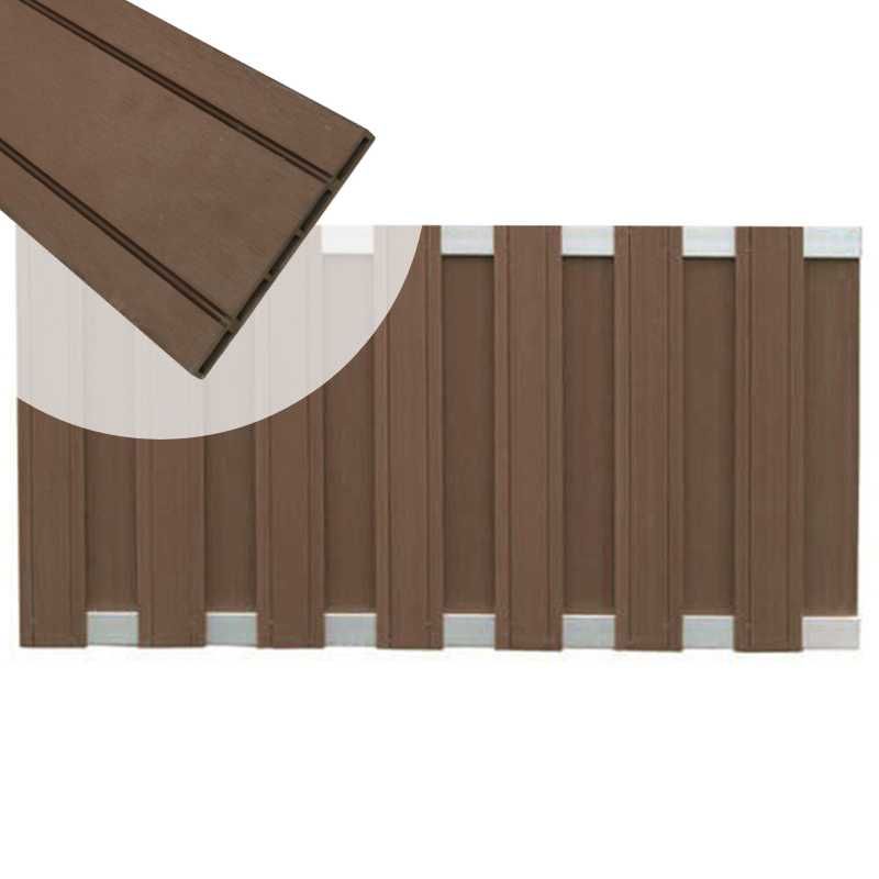 Tuinhek composiet Stijl bruin met blank aluminium frame (180 x 93 cm)