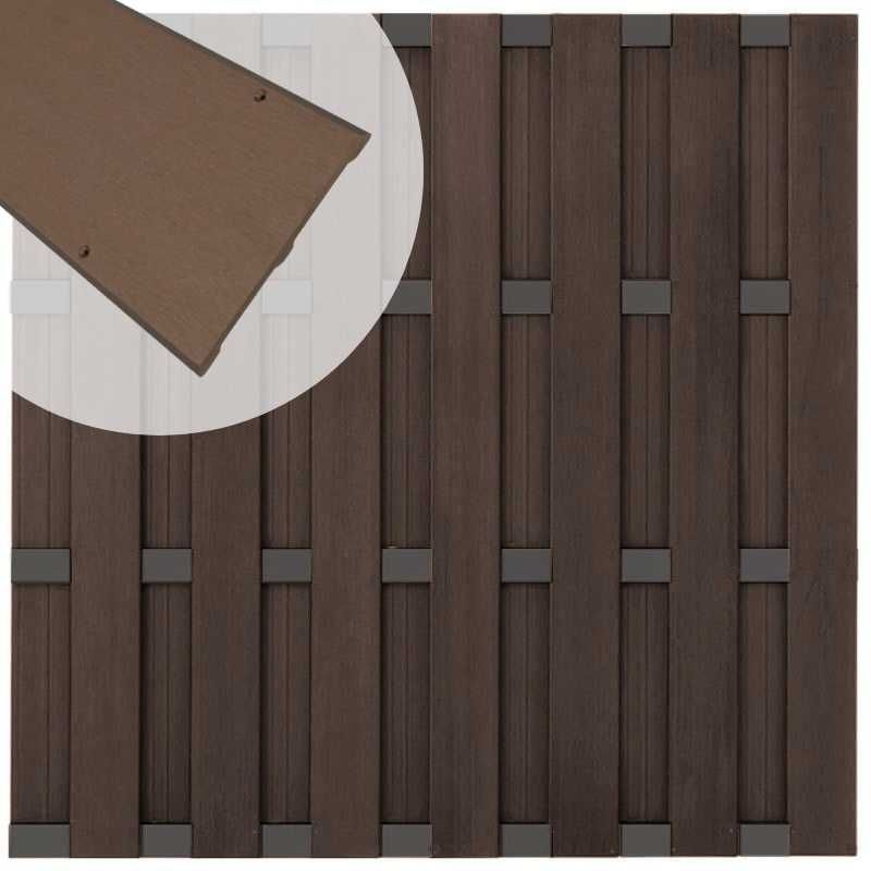 Zelfbouw schutting composiet Bari donkerbruin met antra alu accessoires (180 x 180 cm)