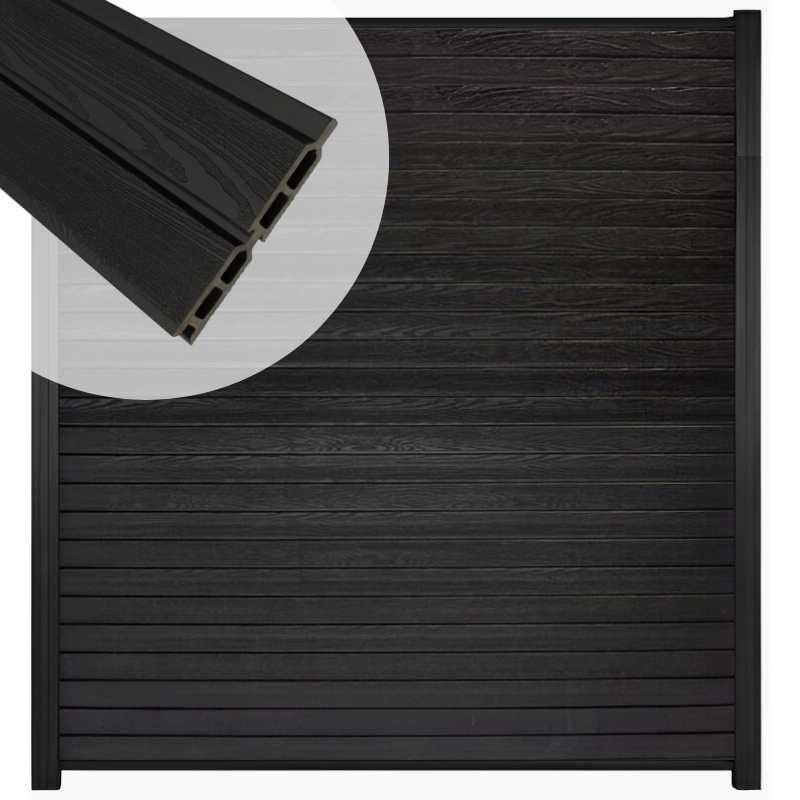 Zelfbouw schutting composiet Rhombus Double zwart - zwart alu accessoires (180 x 200 cm)