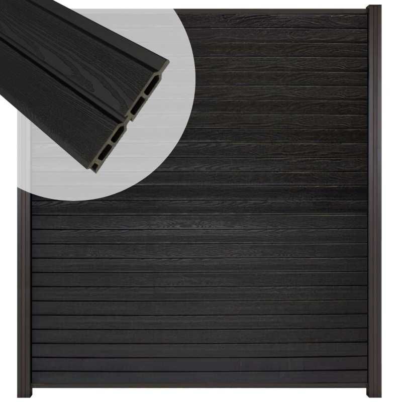 Zelfbouw schutting composiet Rhombus Double zwart - antraciet alu accessoires (180 x 200 cm)