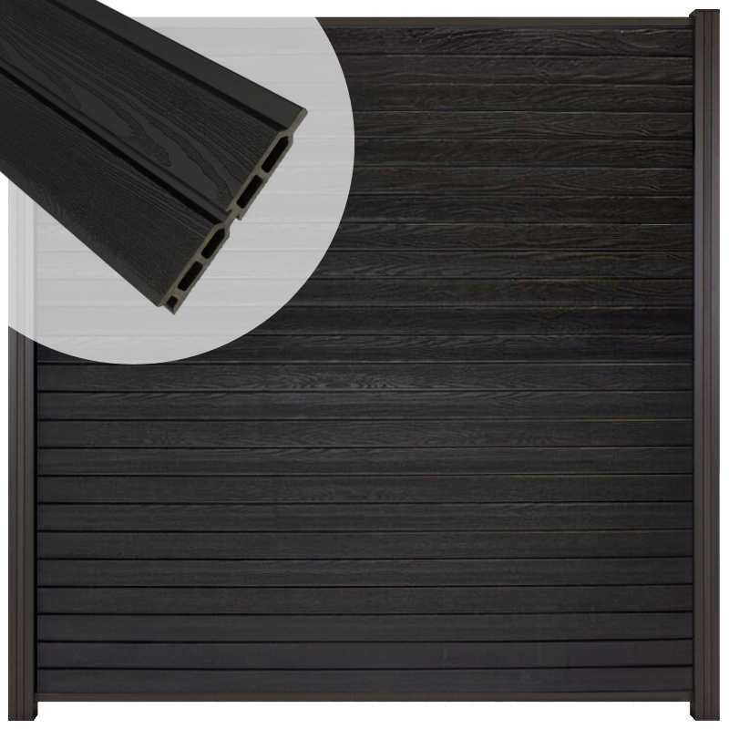 Zelfbouw schutting composiet Rhombus Double zwart - antraciet alu accessoires (180 x 180 cm)