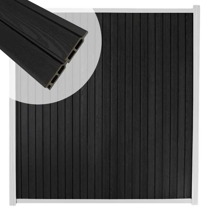Zelfbouw schutting verticaal Rhombus Double zwart - wit alu accessoires (170 x 180 cm)