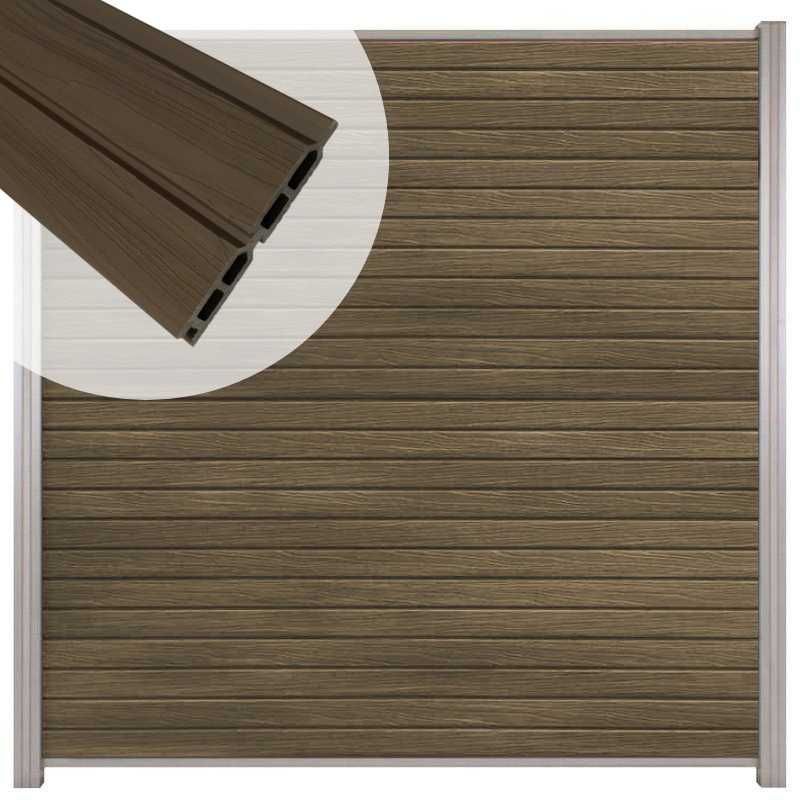 Zelfbouw schutting composiet Rhombus Double ipé - blank alu accessoires (180 x 180 cm)