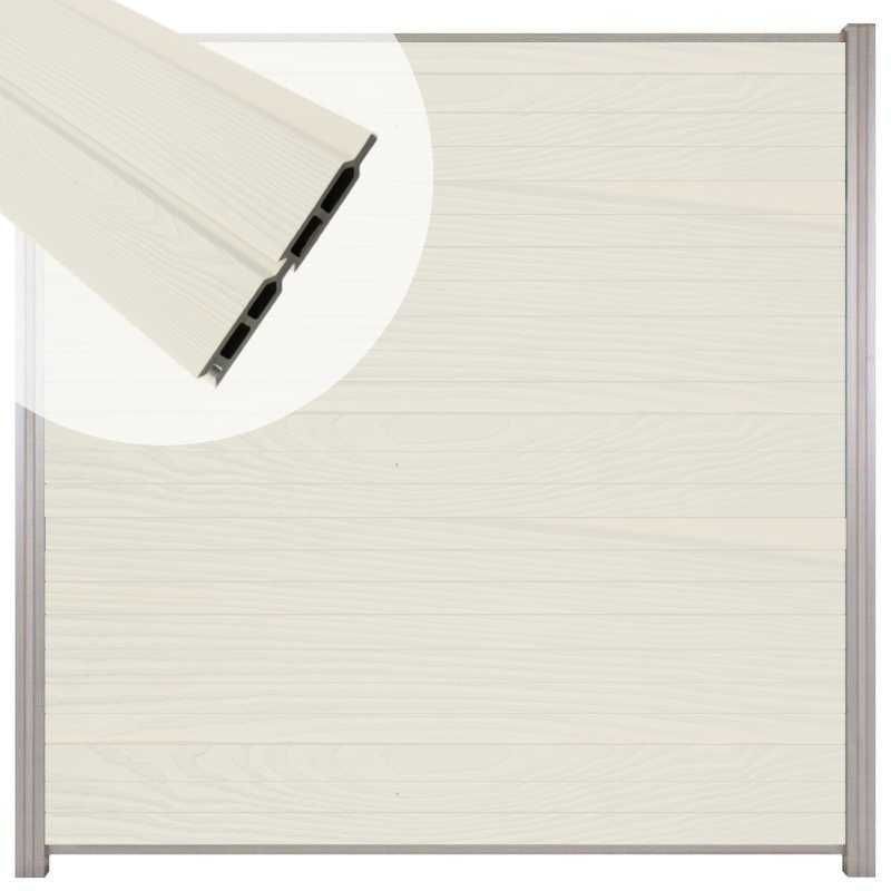 Zelfbouw schutting composiet Rhombus Double wit - blank alu accessoires (180 x 180 cm)