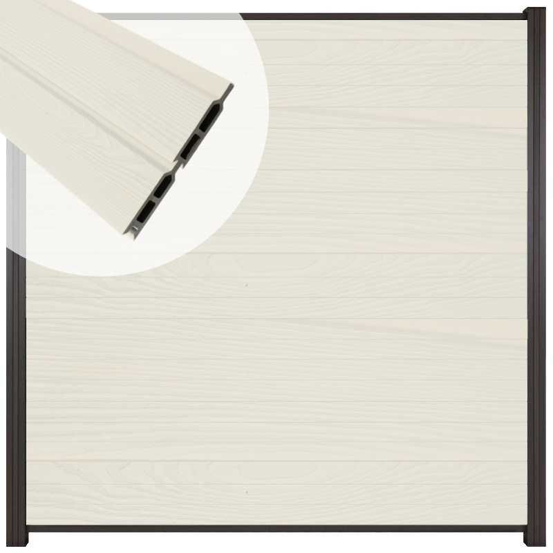 Zelfbouw schutting composiet Rhombus Double wit - antraciet alu accessoires (180 x 180 cm)