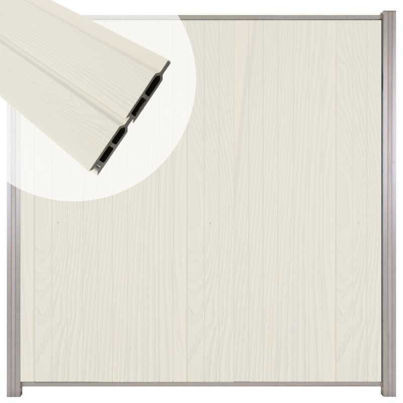 Zelfbouw schutting verticaal Rhombus Double wit - blank alu accessoires (170 x 180 cm)