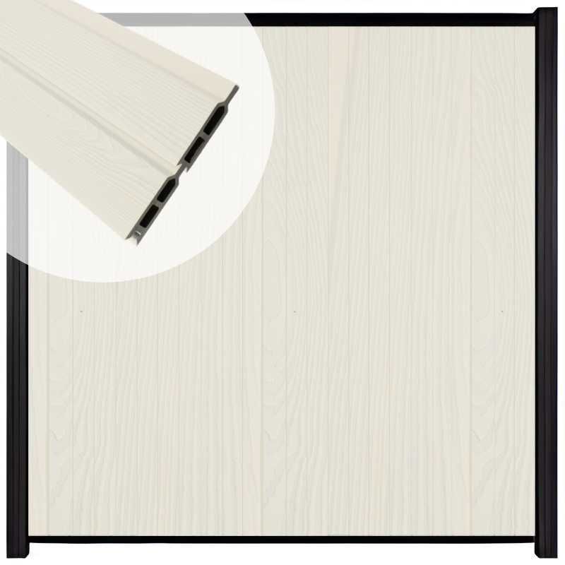 Zelfbouw schutting verticaal Rhombus Double wit - zwart alu accessoires (170 x 180 cm)