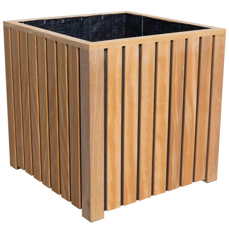 Plantenbak hardhout Stripes black 50 x 50 x 50 cm geolied