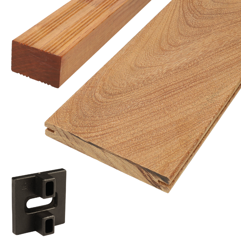 Vlonderplank totaalpakket Cumaru 2,1 x 14,5 cm (3,05 mtr) geschaafd voor Deckwise clips