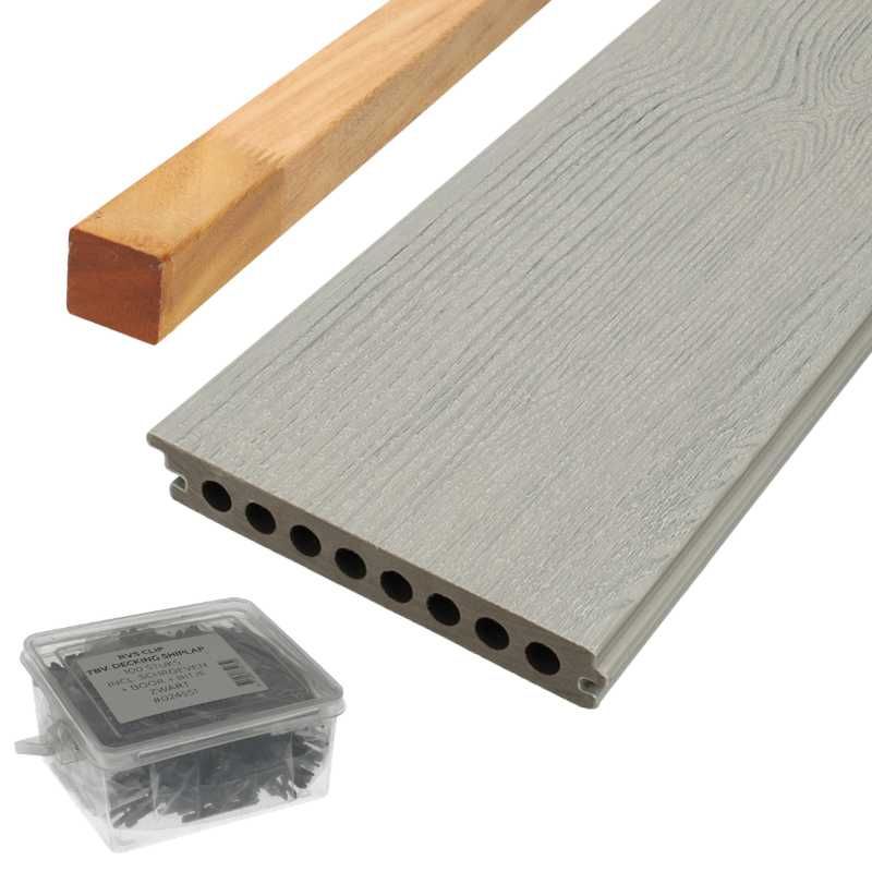 Vlonder totaalpakket composiet semi massief co-extrusie 2,1x14 cm Loft Grey (4 mtr) houtnerf