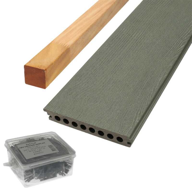 Vlonder totaalpakket composiet semi massief co-extrusie 2,1x14 cm Pure Jade (4 mtr) houtnerf