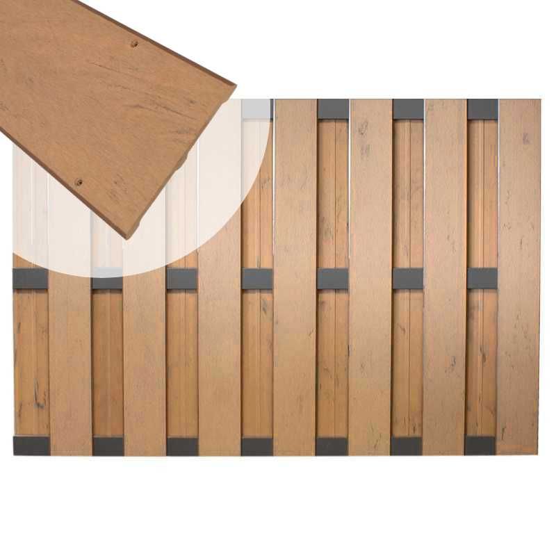 Zelfbouw schutting composiet Bari bruin gevlamd met antraciet alu accessoires (180 x 123 cm)