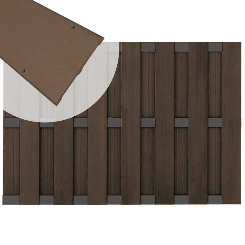 Zelfbouw schutting composiet Bari donkerbruin met antra alu accessoires (180 x 123 cm)