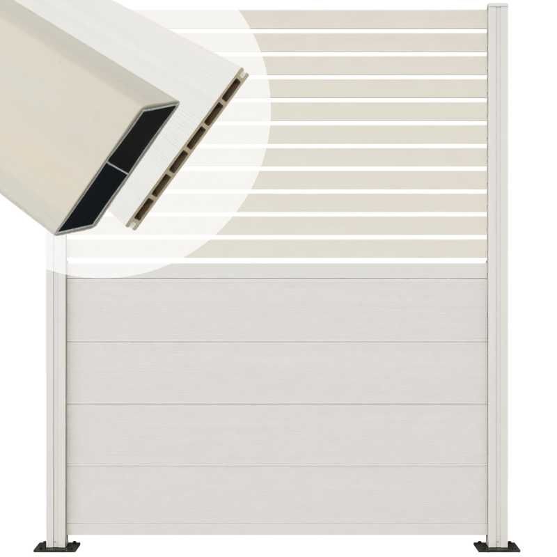 Zelfbouw schutting composiet co-ex Modular wit - Louvre rhombus wit (180 x 180 cm)