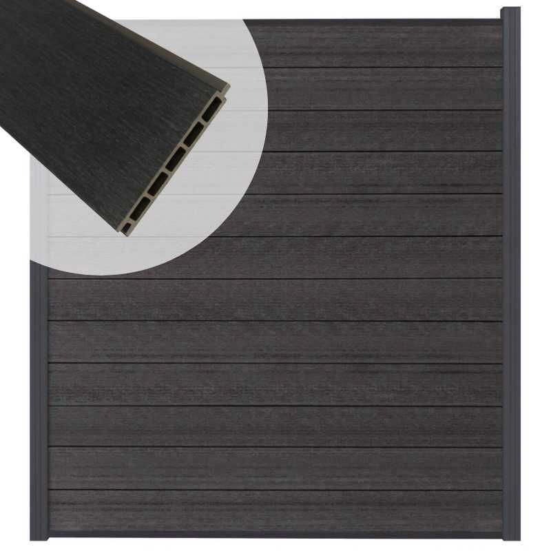 Schutting composiet co-extrusie Garda antraciet met antraciet aluminium kader (180 x 180 cm)