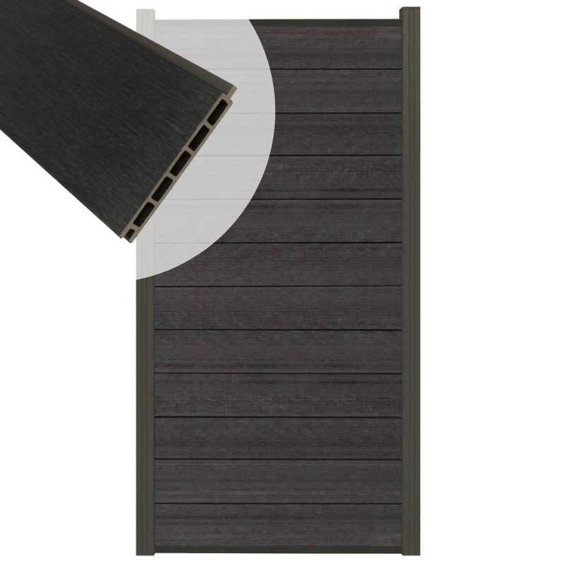 Schutting composiet co-extrusie Garda antraciet met antraciet aluminium kader (90 x 180 cm)