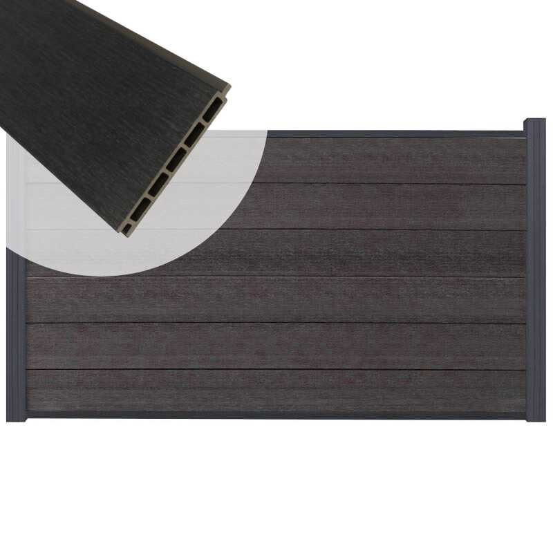 Schutting composiet co-extrusie Garda antraciet met antraciet aluminium kader (180 x 90 cm)