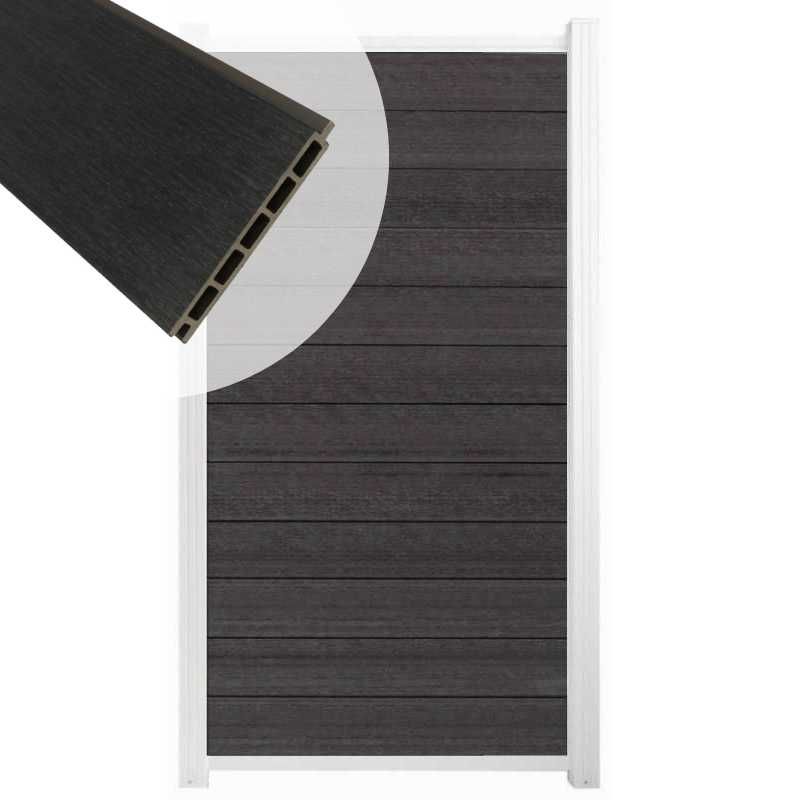 Schutting composiet co-extrusie Garda antraciet met wit aluminium kader (90 x 180 cm)