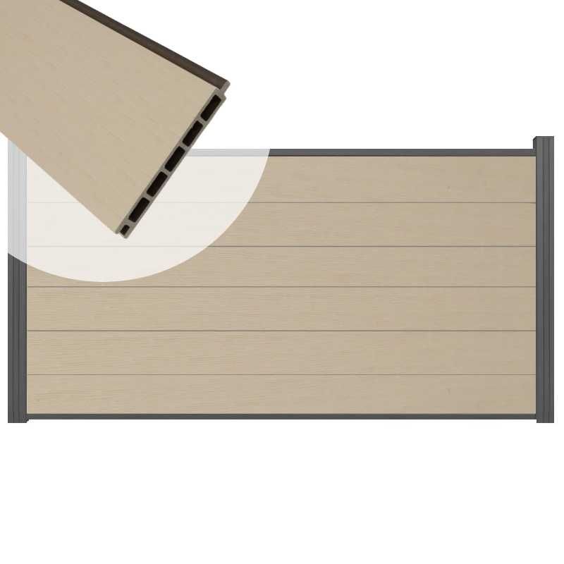 Schutting composiet co-extrusie Garda beige met antraciet alu kader (180 x 90 cm)
