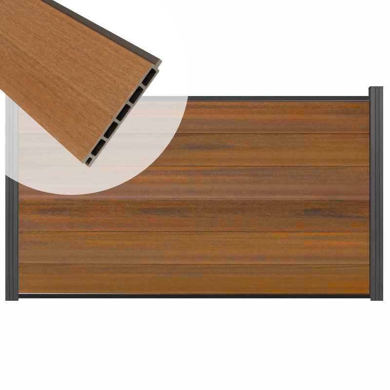 Schutting composiet co-extrusie Garda teak met antraciet aluminium kader (180 x 90 cm)