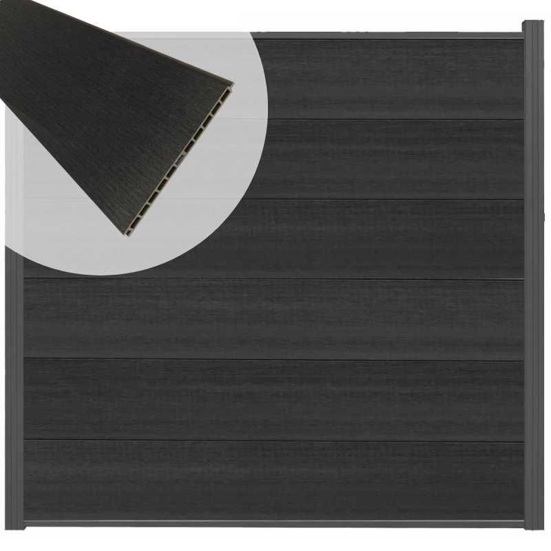 Schutting composiet co-extrusie Como antraciet met antraciet aluminium kader (180 x 180 cm)