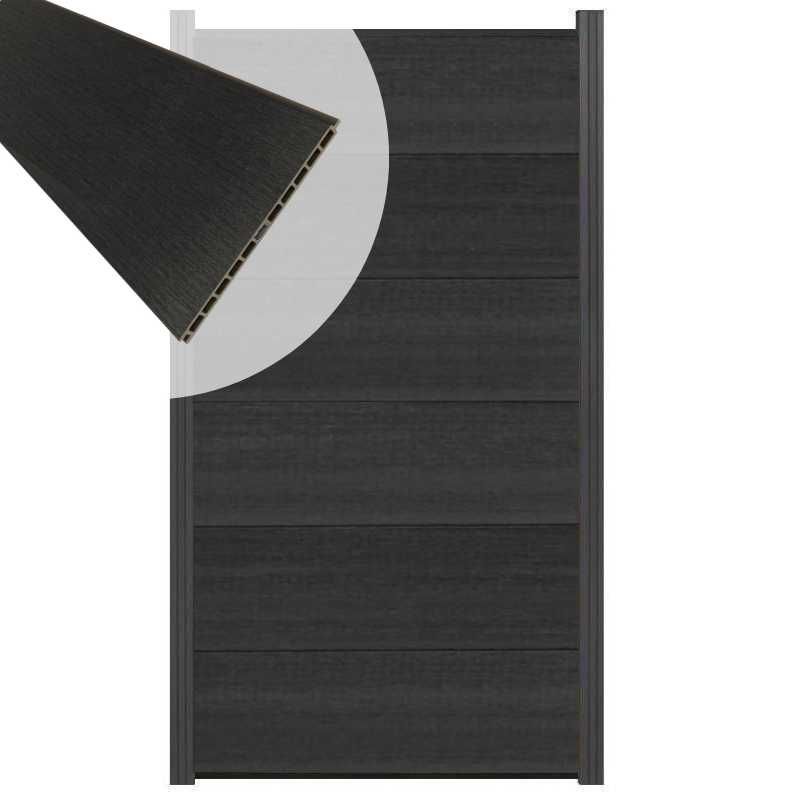Schutting composiet co-extrusie Como antraciet met antraciet aluminium kader (90 x 180 cm)