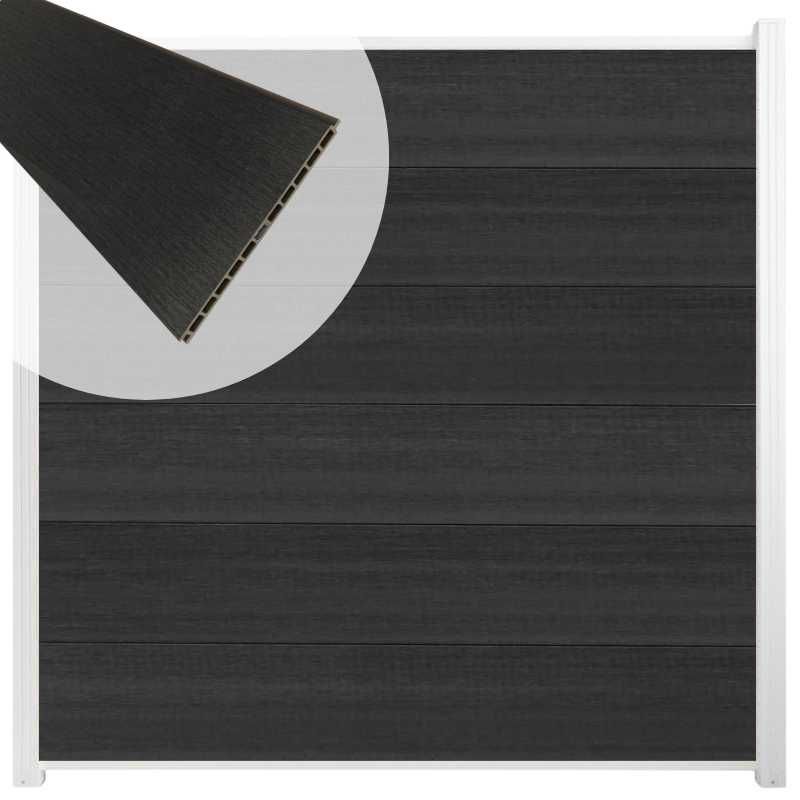 Schutting composiet co-extrusie Como antraciet met wit aluminium kader (180 x 180 cm)