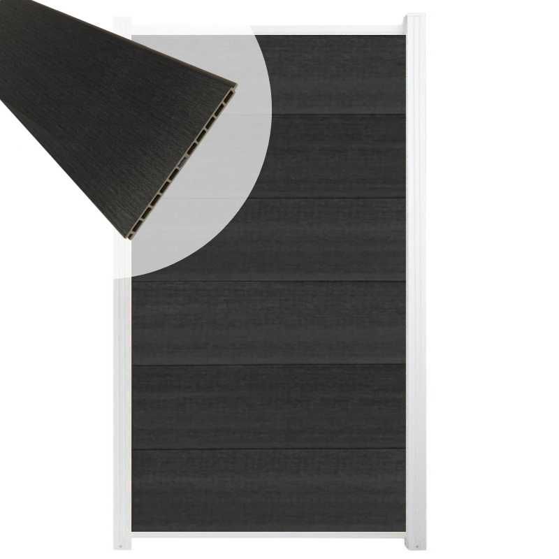 Schutting composiet co-extrusie Como antraciet met wit aluminium kader (90 x 180 cm)