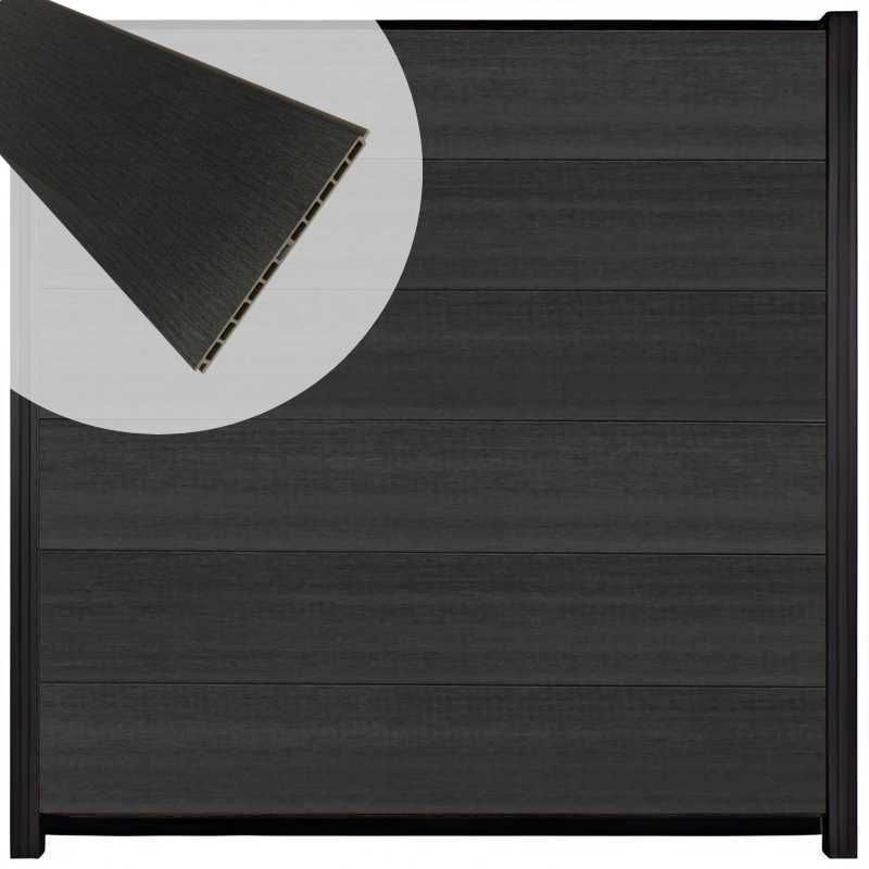 Schutting composiet co-extrusie Como antraciet met zwart aluminium kader (180 x 180 cm)