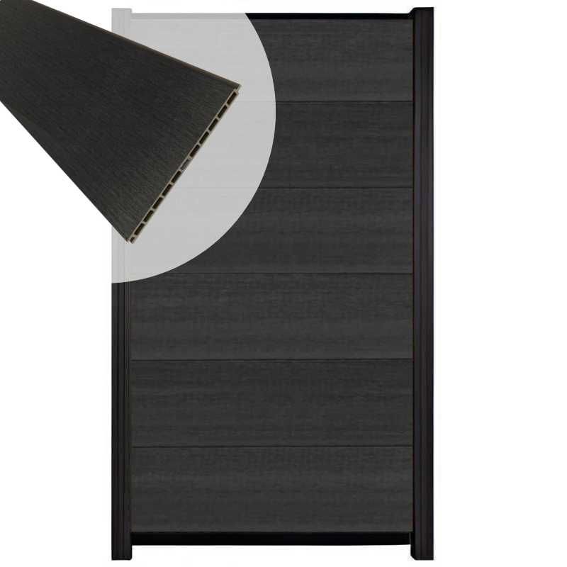 Schutting composiet co-extrusie Como antraciet met zwart aluminium kader (90 x 180 cm)