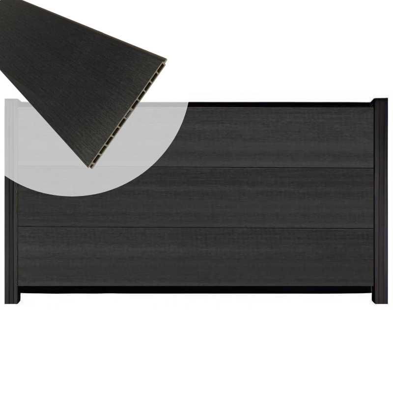 Schutting composiet co-extrusie Como antraciet met zwart aluminium kader (180 x 90 cm)