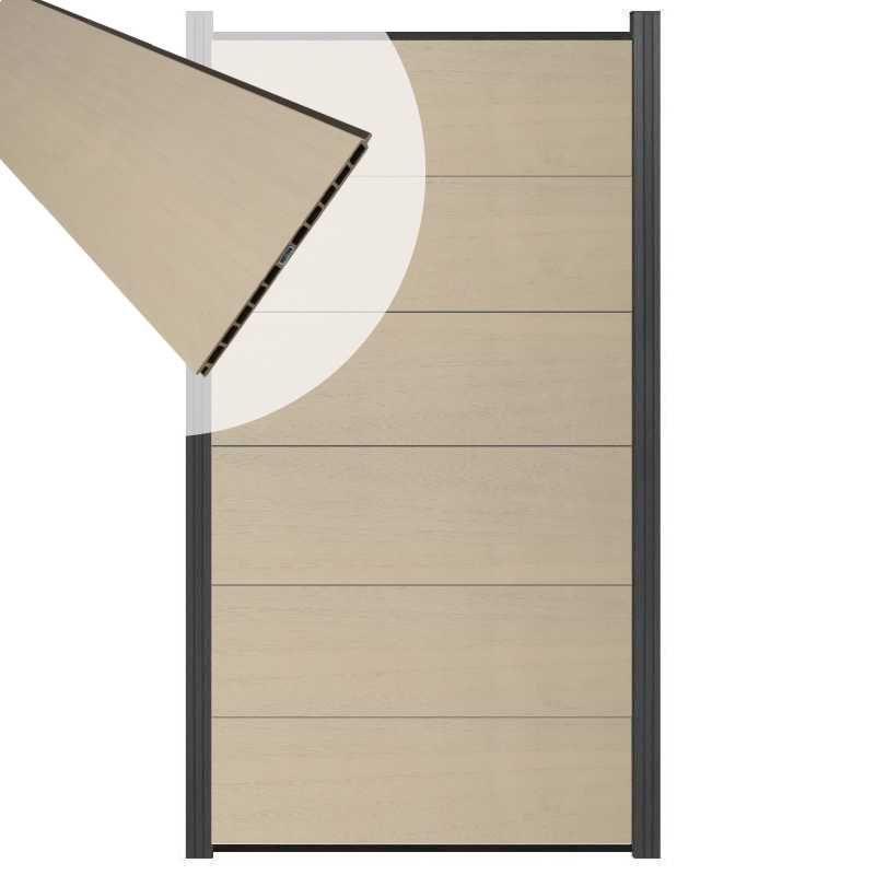 Schutting composiet co-extrusie Como beige met antraciet alu kader (90 x 180 cm)