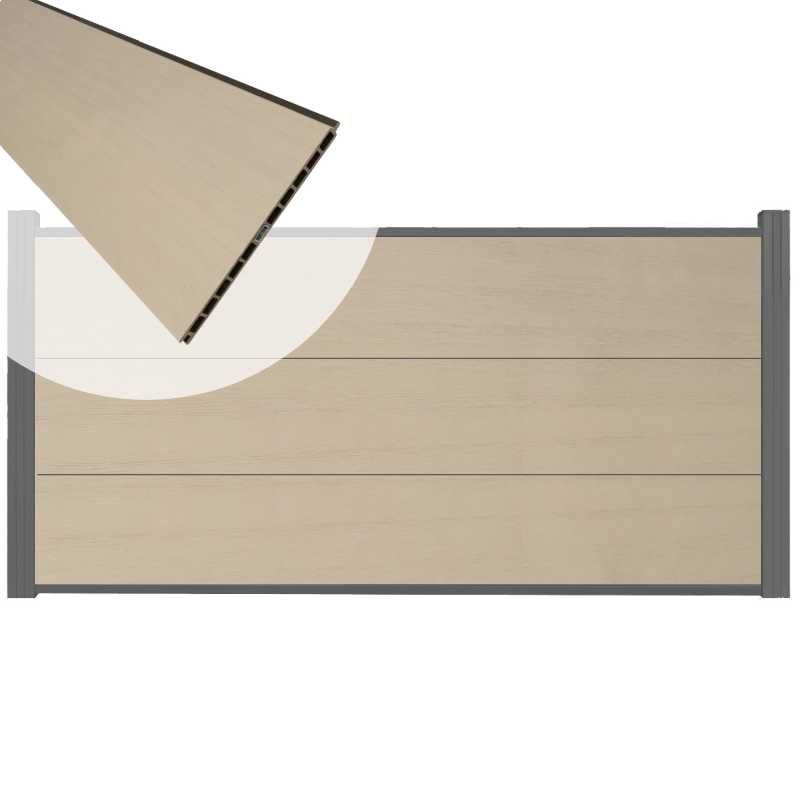 Schutting composiet co-extrusie Como beige met antraciet alu kader (180 x 90 cm)
