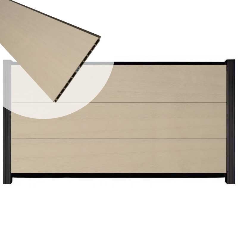 Schutting composiet co-extrusie Como beige met zwart aluminium kader (180 x 90 cm)