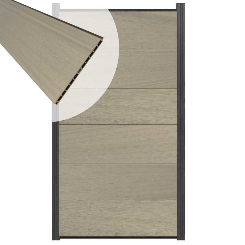 Schutting composiet co-extrusie Como vergrijsd bruin met antraciet alu kader (90 x 180 cm)