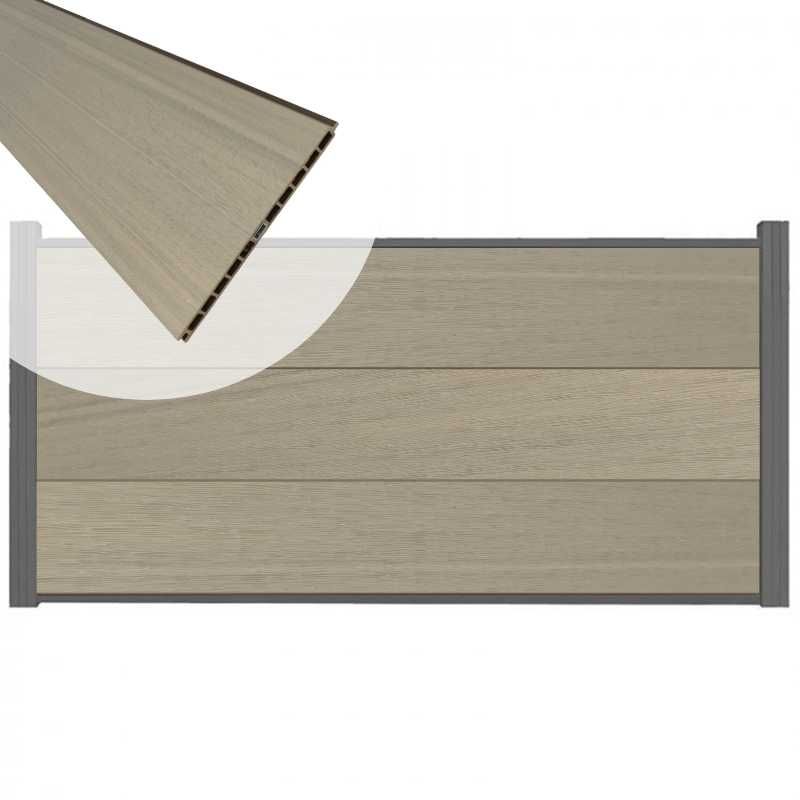 Schutting composiet co-extrusie Como vergrijsd bruin met antraciet alu kader (180 x 90 cm)