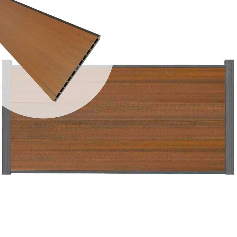 Schutting composiet co-extrusie Como teak met antraciet aluminium kader (180 x 90 cm)